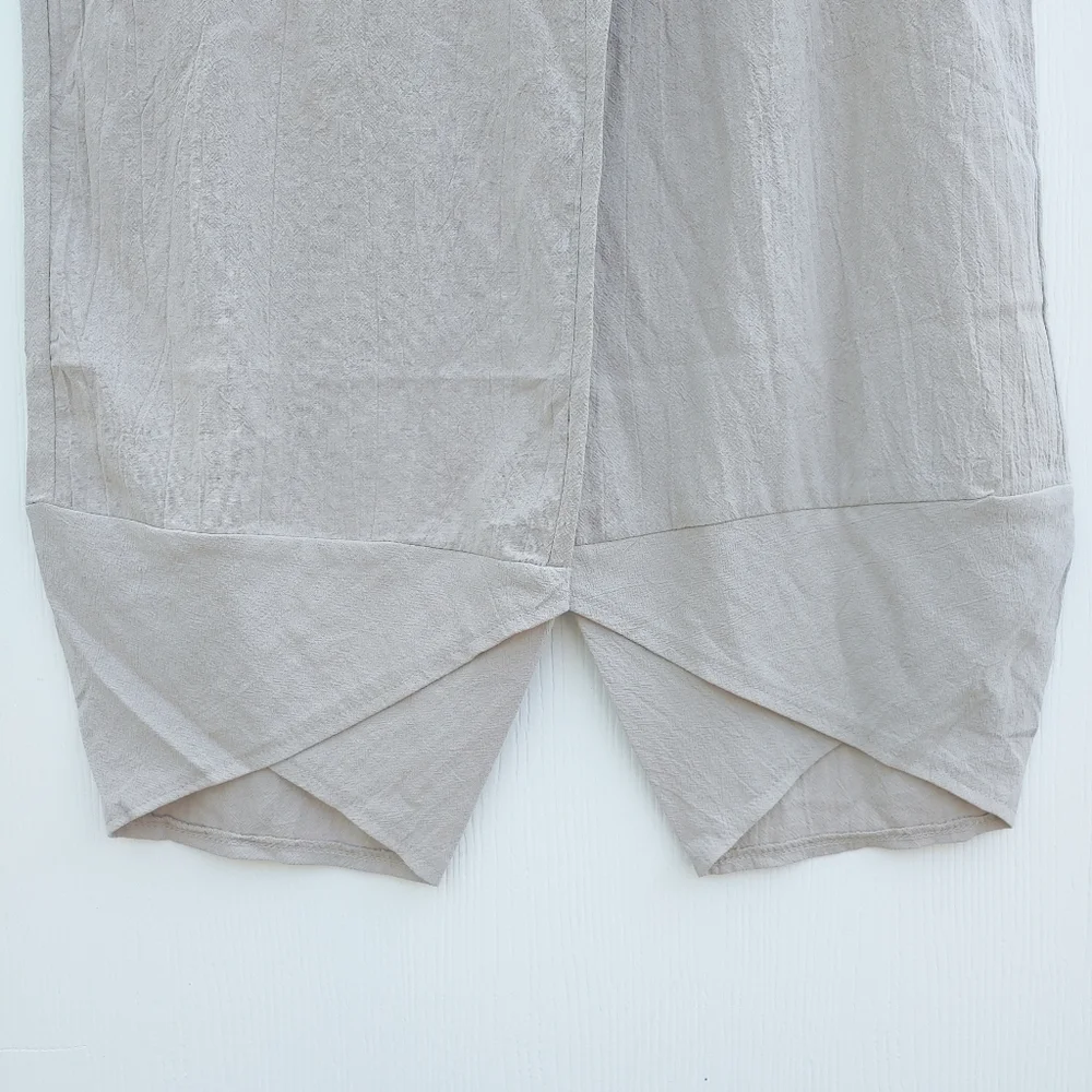Misslook Beige Wide Leg Layered High Waist Pull On Stretch Lounge Pants Sz L - Picture 2 of 6